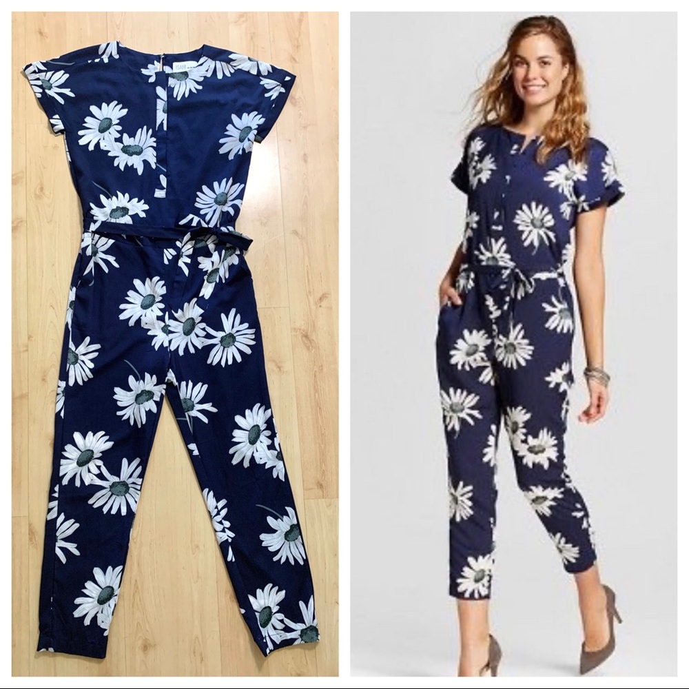 Isani for Target Navy Blue Floral Jumpsuit